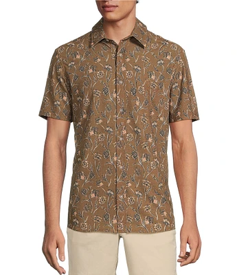 Rowm Big & Tall Performance Rec + Relax Short Sleeve Thistle Print Seersucker Shirt