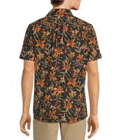 Rowm Big & Tall Crafted Rec & Relax Short Sleeve Textured Floral Print Shirt