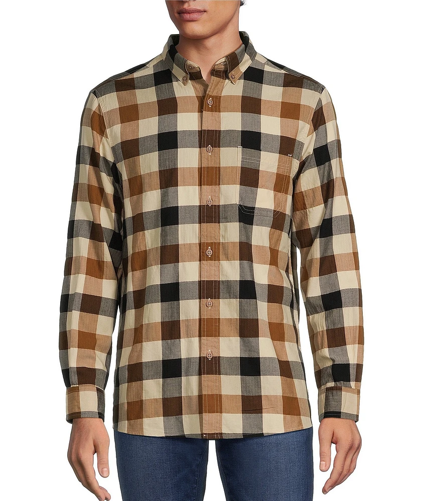 Rowm Big & Tall Long Sleeve Herringbone Buffalo Plaid Woven Shirt