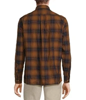 Rowm Big & Tall Long Sleeve Herringbone Plaid Woven Shirt