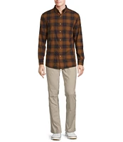 Rowm Big & Tall Long Sleeve Herringbone Plaid Woven Shirt