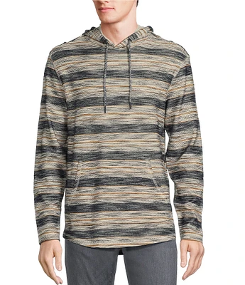 Rowm Big & Tall Long Sleeve Textured Stripe Hoodie