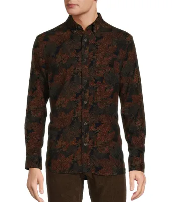 Rowm Big & Tall Nomad Collection Long Sleeve Corduroy Leaf Print Shirt