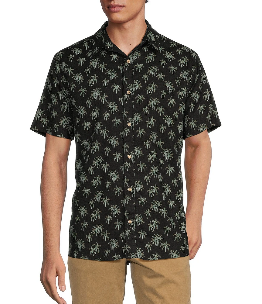 Rowm Big & Tall Outsider's Oasis Short Sleeve Mini Palm Print Shirt
