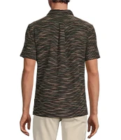 Rowm Big & Tall Outsider's Oasis Short Sleeve Space Dyed Textured Horizontal Striped Shirt
