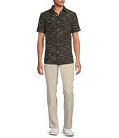 Rowm Big & Tall Outsider's Oasis Short Sleeve Space Dyed Textured Horizontal Striped Shirt