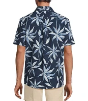 Rowm Big & Tall Performance Rec + Relax Short Sleeve Large Leaf Print Seersucker Shirt