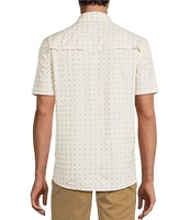 Rowm Big & Tall Performance Rec + Relax Short Sleeve Western Cross Geo Print Textured Shirt