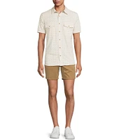 Rowm Big & Tall Performance Rec + Relax Short Sleeve Western Cross Geo Print Textured Shirt