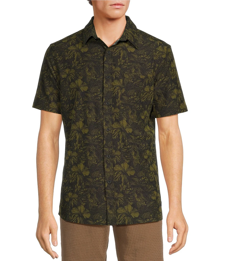 Rowm Big & Tall Rec & Relax Performance Short Sleeve Jungle Floral Print Shirt