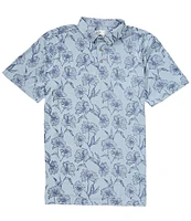 Rowm Big & Tall Rec & Relax Short Sleeve Floral Jacquard Polo Shirt