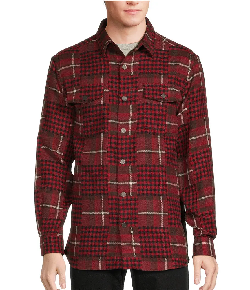 Rowm Big & Tall The Lodge Long Sleeve Jacquard Patchwork Shirt Jacket