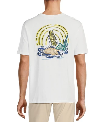 Rowm Blue Sirena Short Sleeve Mermaid Screen Print T-Shirt