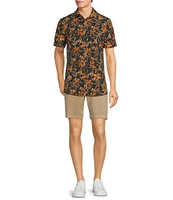 Rowm Crafted Rec & Relax Short Sleeve Textured Floral Print Shirt