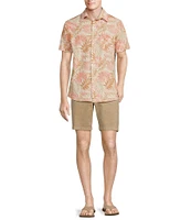 Rowm Crafted Rec & Relax Short Sleeve Textured Frond Print Shirt