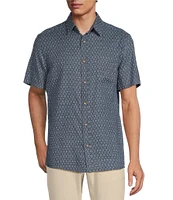 Rowm Crafted Short Sleeve Geometric Floral Button Front Shirt