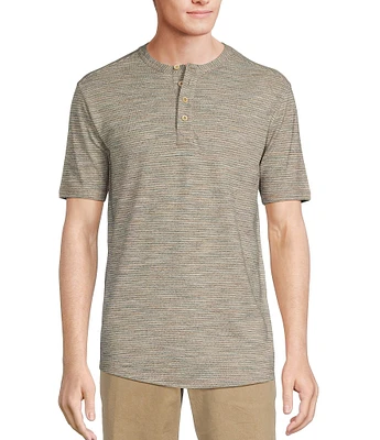 Rowm Crafted Short Sleeve Solid Waffle Henley Shirt