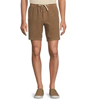 Rowm Crafted Solid Drawstring Textured Solid 8#double; Inseam Shorts