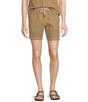 Rowm Flat Front Drawstring Garment Dyed Solid 7#double; Inseam Waffle Shorts