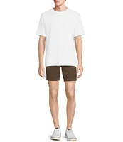 Rowm Flat Front Drawstring Garment Dyed Solid 7#double; Inseam Waffle Shorts