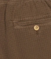 Rowm Flat Front Drawstring Garment Dyed Solid 7#double; Inseam Waffle Shorts