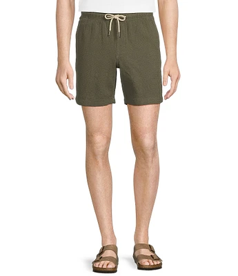Rowm Flat Front Drawstring Garment Dyed Solid 7#double; Inseam Waffle Shorts