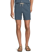 Rowm Flat Front Drawstring Garment Dyed Solid 7#double; Inseam Waffle Shorts