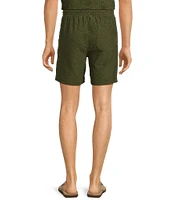 Rowm Flat Front Solid Textured Pattern 7#double; Inseam Shorts