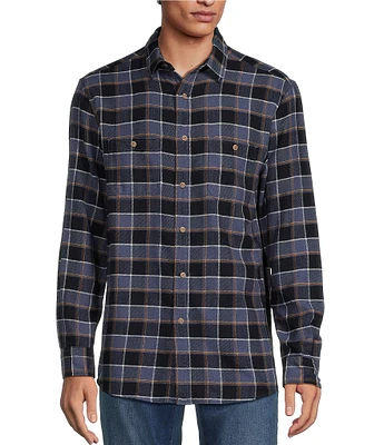 Rowm Long Sleeve Buffalo Plaid Slub Button Front Woven Shirt