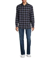 Rowm Long Sleeve Buffalo Plaid Slub Button Front Woven Shirt