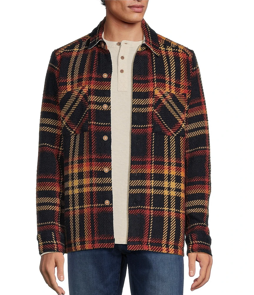 Rowm Long Sleeve Chunky Twill Plaid Shirt Jacket