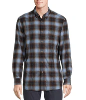 Rowm Long Sleeve Herringbone Plaid Woven Shirt