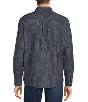 Rowm Long Sleeve Herringbone Mini Floral Print Woven Shirt