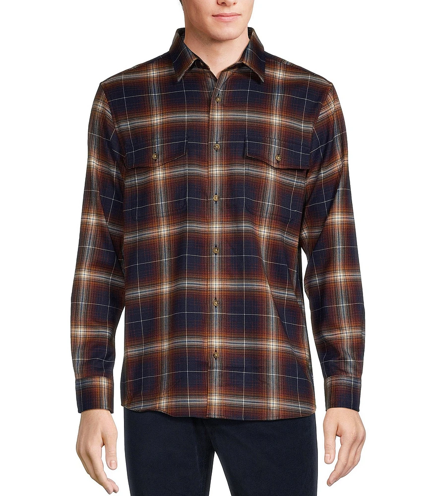 Rowm Long Sleeve Jaspe Dark Large Plaid Button Down Shirt