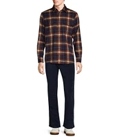 Rowm Long Sleeve Jaspe Dark Large Plaid Button Down Shirt