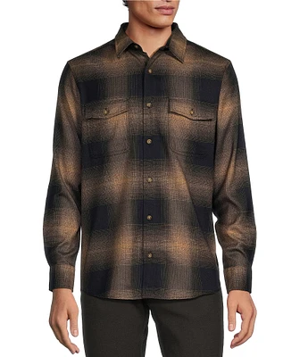 Rowm Long Sleeve Jaspe Ombre Plaid Button Down Shirt