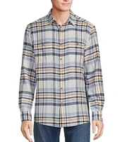 Rowm Long Sleeve Medium Plaid Slub Button Front Woven Shirt