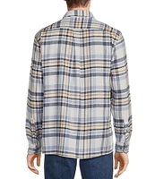 Rowm Long Sleeve Medium Plaid Slub Button Front Woven Shirt