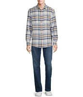 Rowm Long Sleeve Medium Plaid Slub Button Front Woven Shirt