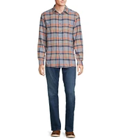 Rowm Long Sleeve Medium Plaid Slub Button Front Woven Shirt
