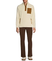 Rowm Long Sleeve Sherpa Colorblock Quarter Zip Mock Neck Pullover