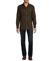 Rowm Long Sleeve Slub Leaf Print Shirt