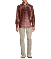 Rowm Long Sleeve Small Check Slub Button Front Woven Shirt