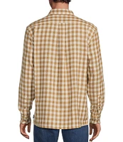 Rowm Long Sleeve Small Check Slub Button Front Woven Shirt