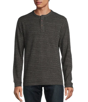 Rowm Long Sleeve Solid Ribbed Henley Pullover