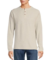 Rowm Long Sleeve Solid Ribbed Henley Pullover