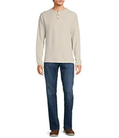 Rowm Long Sleeve Solid Ribbed Henley Pullover