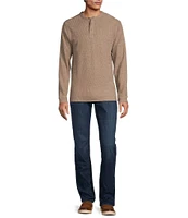 Rowm Long Sleeve Solid Ribbed Henley Pullover