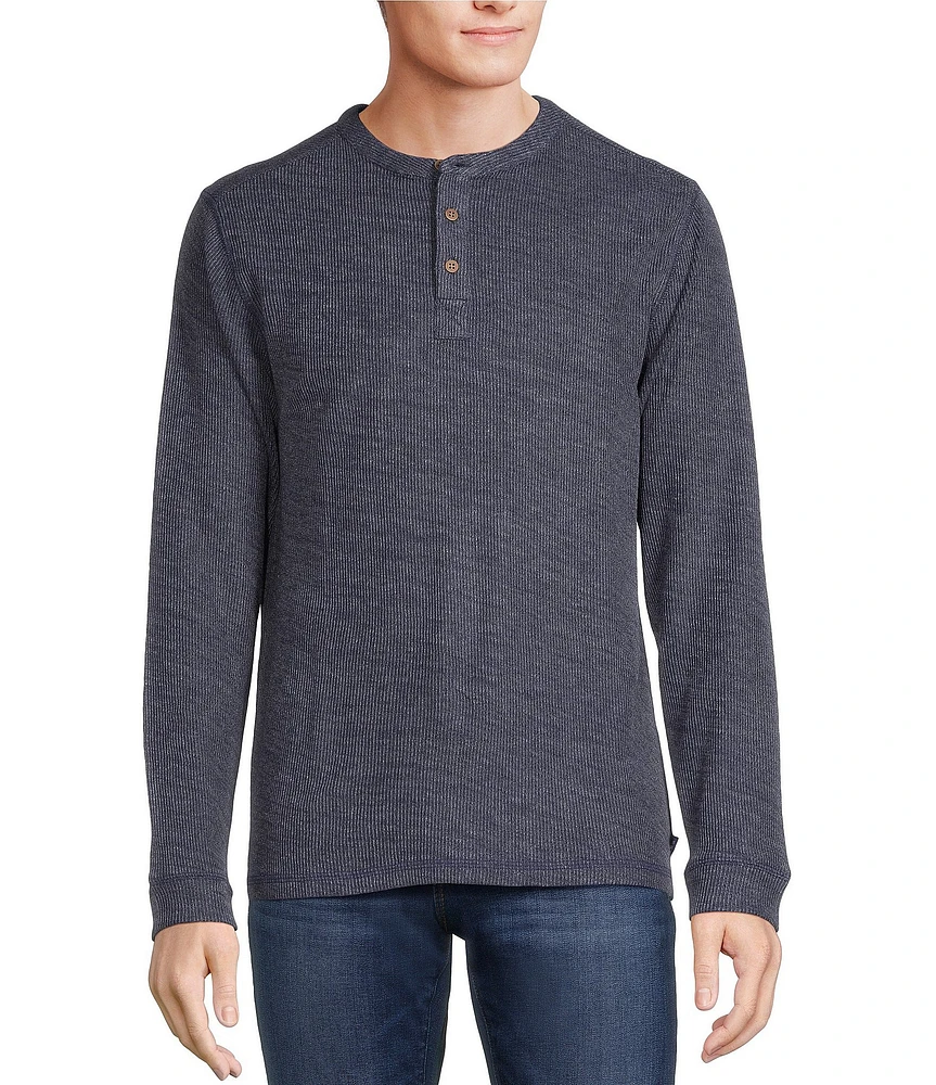Rowm Long Sleeve Solid Ribbed Henley Pullover