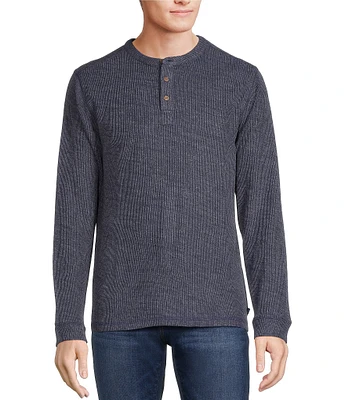Rowm Long Sleeve Solid Ribbed Henley Pullover